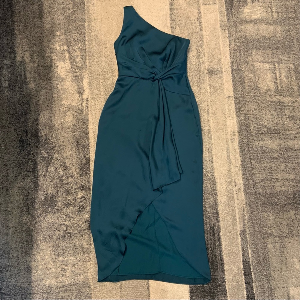 Ever New one shoulder Midi dress deep teal size 0